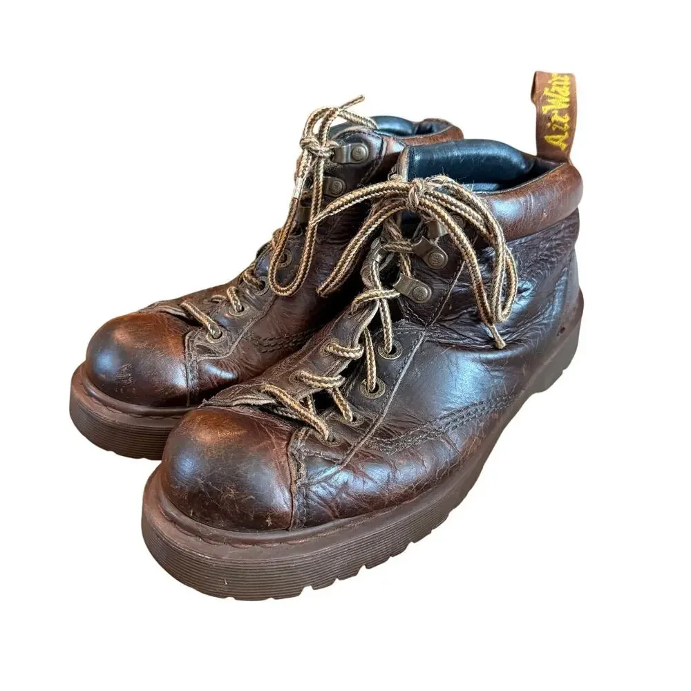VTG Dr. Marten's 8287 MADE IN ENGLAND Chunky Brown Leather Boots MEN SZ 9 Grunge